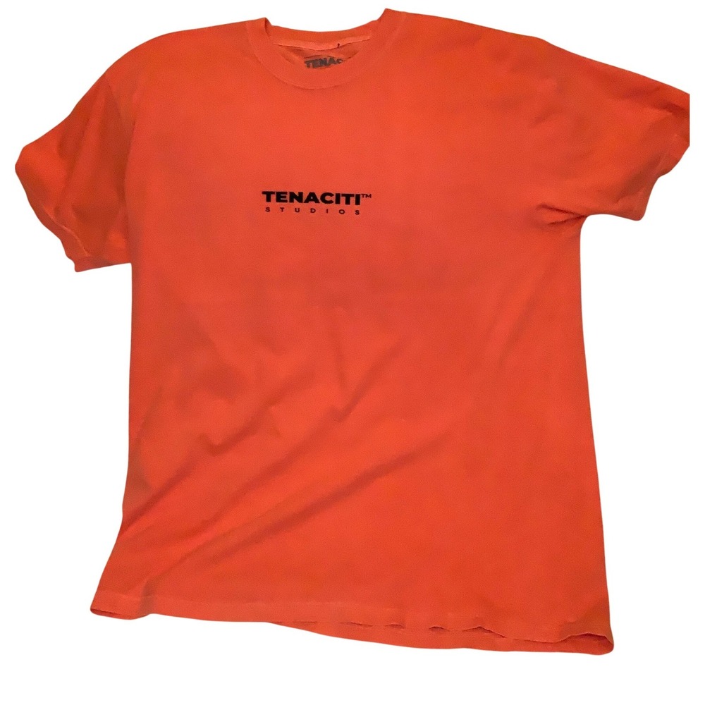 Tenaciti Studios Mens Orange Graphic Logo T-Shirt Short Sleeve Crewneck